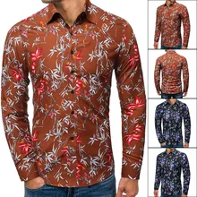 Осенняя мужская одежда с принтом, мужская рубашка с длинными рукавами Cs64