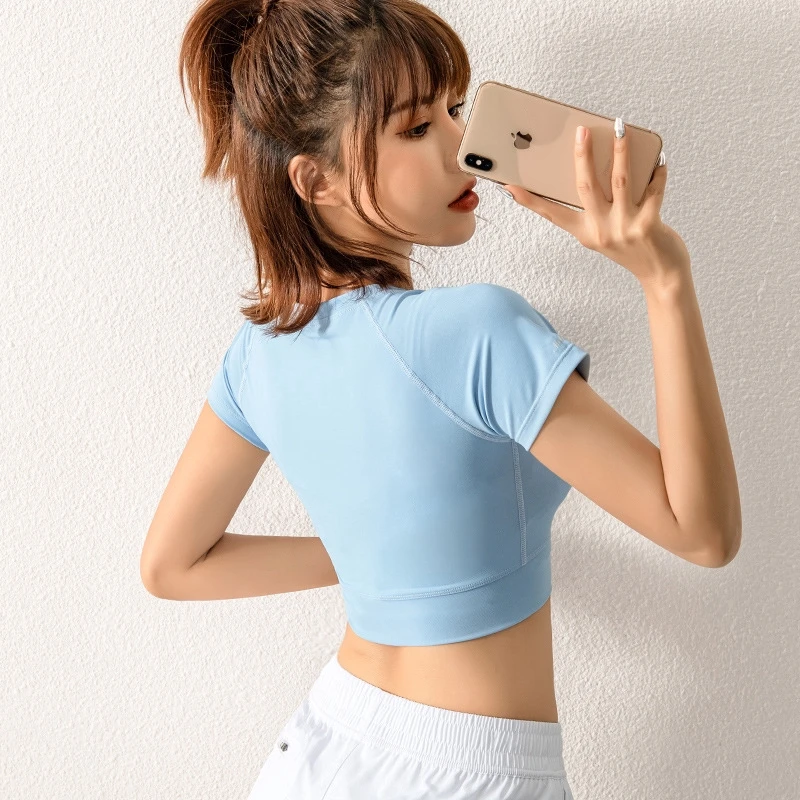 Женский Быстросохнущий топ для бега и фитнеса сексуальная одежда йоги