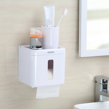 

Wall Mounted Tissue Holder Toilet Paper Stand Creative Plastic Bath Toilet Paper Holder Storage Box Layer Napkin Dispenser