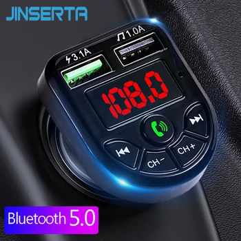 

JINSERTA Bluetooth 5.0 FM Transmitter Wireless Handsfree Audio Receiver Car MP3 Player TF 3.1A USB Fast Charger Car Accessories