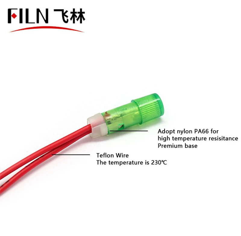 FILM Kunststoff Heißer Verkauf 6mm 12v 110v 24v 220v Signal Lampe Hochwertige Anzeige Licht mit Draht – Detail 6