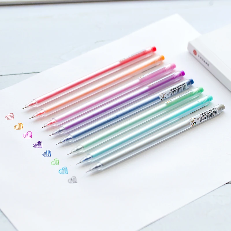 8 шт цветные карандаши набор Прозрачный матовый корпус шариковые 0,5 мм гелевые чернила художественные маркеры для рисования школьный журнал для студентов A6074