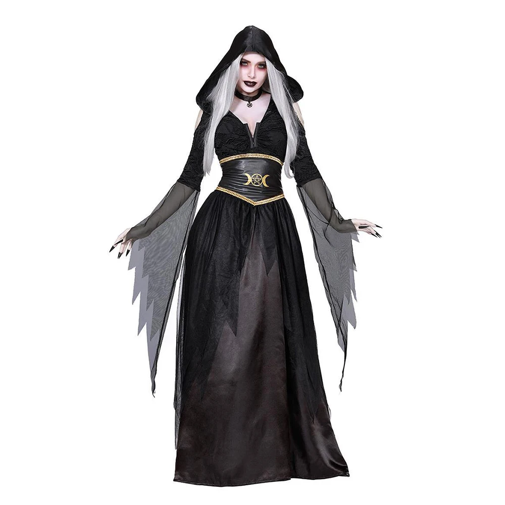 Женский костюм на Хэллоуин для косплея злых ведьм черный ужасный вампира с