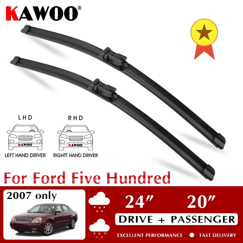 

KAWOO Wiper Front Car Wiper Blades For Ford Five Hundred 2007 Only Windshield Windscreen Front Window Accessories 24"+20" LHDRHD