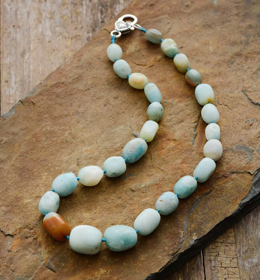 Ожерелье чокер из больших камней случайный выбор Amazonite раннее ожерелье ювелирные