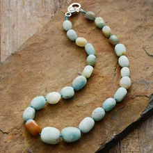 Ожерелье чокер из больших камней случайный выбор Amazonite раннее
