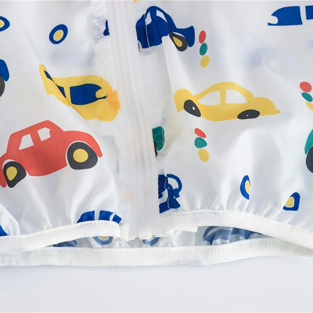 1-5Y Baby Jackets Summer Sunscreen Toddler Kids Baby Grils Boys Jacket Long Sleeve Cartoon Print Zipper Hooded Outerwear Clothes baby jacket