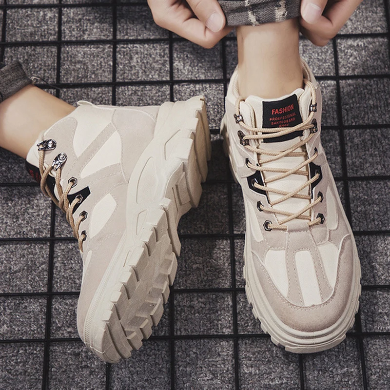 

High Quality Fashion Winter Men's Boots Warm Working Boots Lace Up Men's Desert Boots Round Toe High Top Shoes
