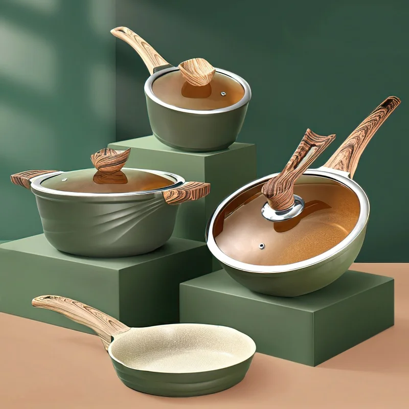 Aluminum Alloy Soup Pot Nordic Creativity Green 28cm Multifunction Stew