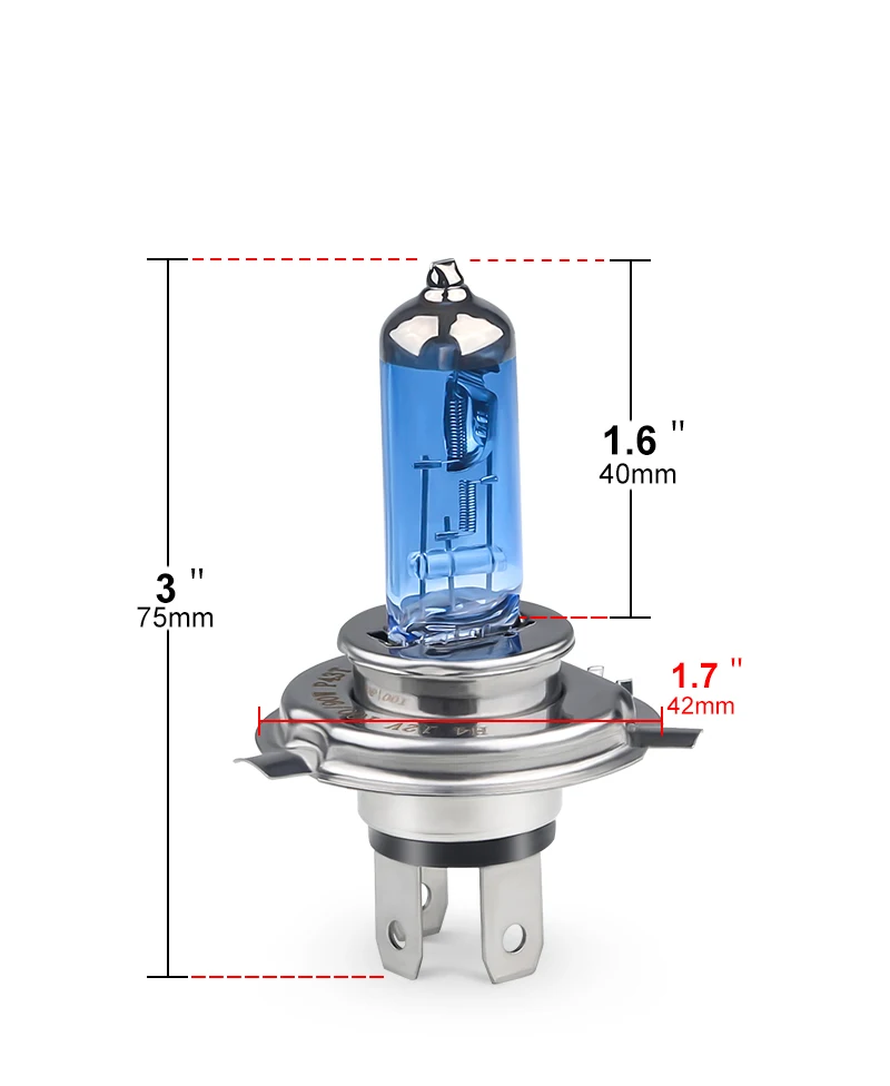 Высокое качество 1 коробка/2 шт. H4 100 Вт галогенная лампа 12V 6000K Белый автомобилей головной светильник тумана светильник h4 100/90 W Галогенные светильник с розничной посылка