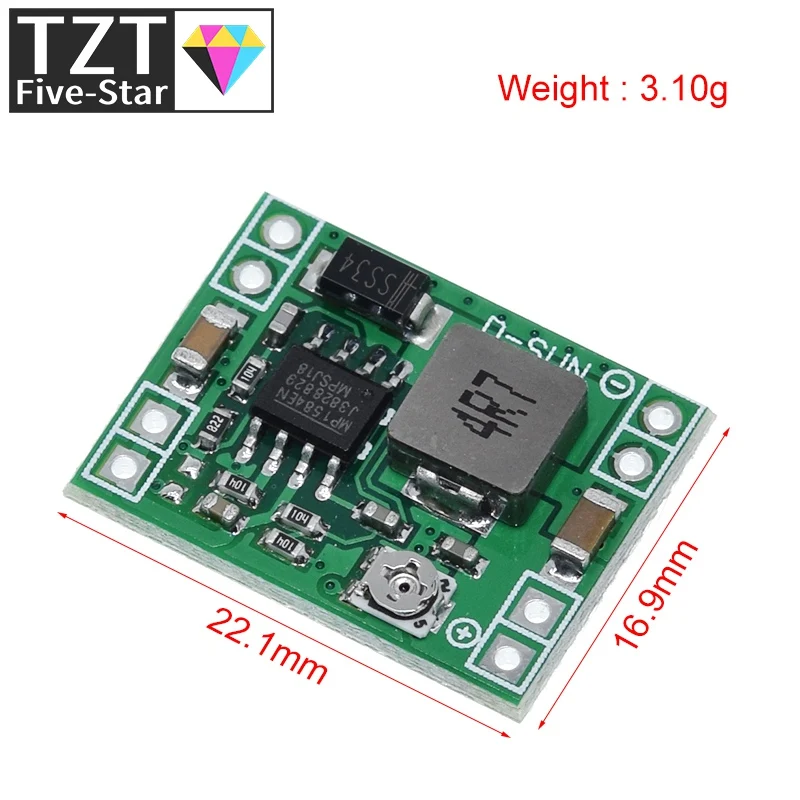 TZT Ultra-kleines DC-DC-Abwärtswandler-Netzteilmodul MP1584EN 3A, einstellbarer Abwärtswandler für Arduino, ersetzt LM2596 – Detail 4