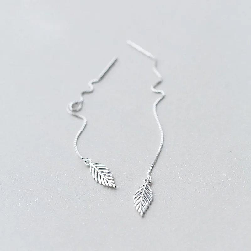 

925 Sterling Silver Hollow Leaves Drop Earrings For Women Fashion Silver Long Ear Line Earrings Wholesale