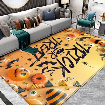 

New Kitchen Door Mat Halloween Cartoon Flannel Non-slip Carpet Bedroom Rug Pumpkin Decorative Stair Mats Home Decor Crafts Mat