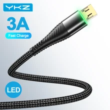 YKZ 3A LED Micro USB Kabel Schnelle Lade Microusb Ladegerät Datum Kabel Draht Für Samsung Huawei Xiaomi Schnur Android Mobile telefon
