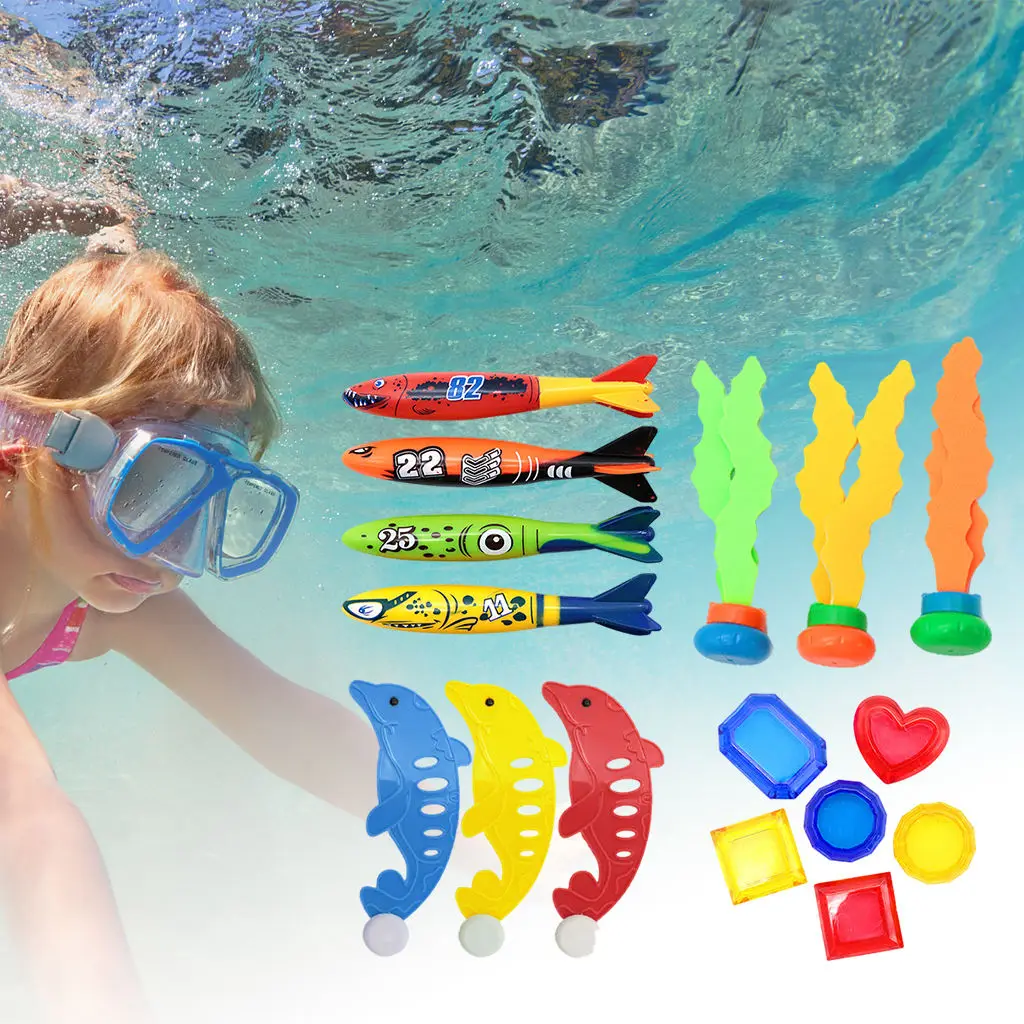 Diving Toy Set for Party Game Ages 3 4 5 6 7 Pool Fish Diving Gems
