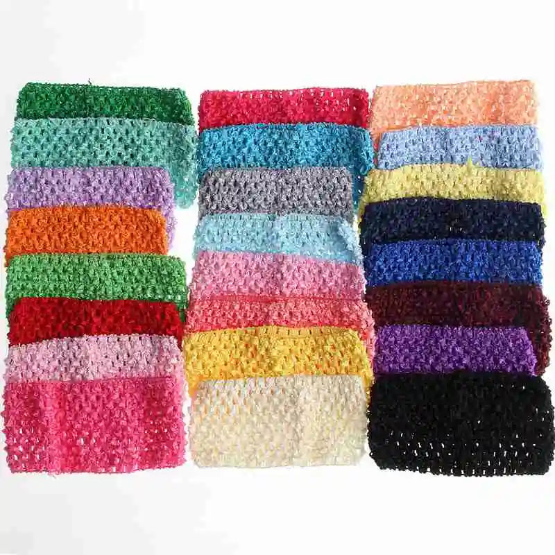 Mix Colors 10 шт. 7 см 2,7" Модная вязаная головная повязка для волос аксессуары выдалбливают эластичная резинка для волос Головные уборы цветы для волос - Цвет: Mix Colors
