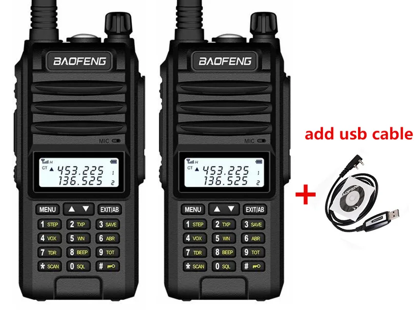 add cable 2 шт. новая охотничья рация 10 км 20 км радио 10 Вт Baofeng vhf uhf walky talky long range ppt dual band cb радио comunicacion - Цвет: add cable