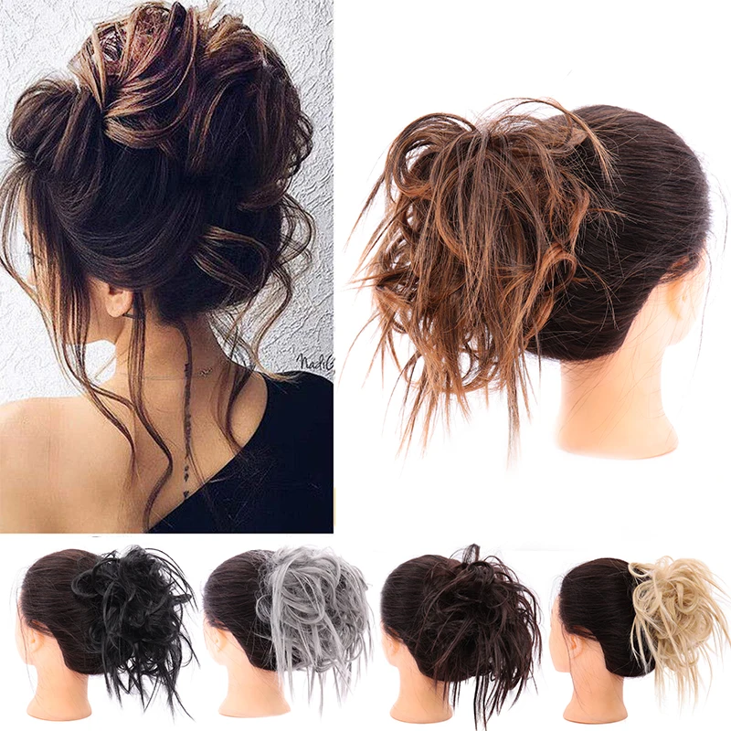 Fashion messy hair Bun hair loose elastic elastic wig headband elastic wrapped hair ring heat synthetic hair wig