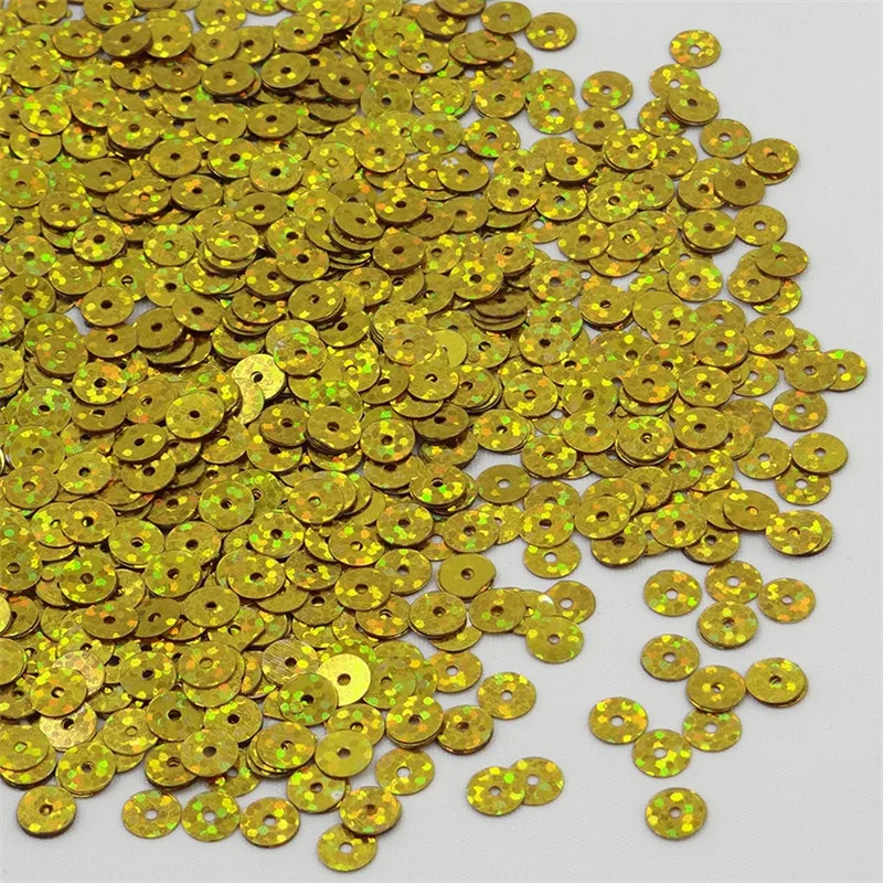 JUNAO 6 мм золотой цвет лазерный круглый Блестки с плоской задней частью пайетки для шитья для поделок аксессуары для одежды 500 г