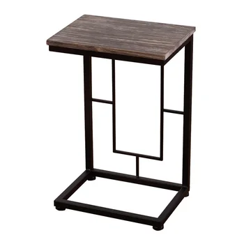 

High Quality 22" Antique Finish Solid Coffee Table End Table Solid Wood Top Sturdy Strong Square Steel Tubing Frame Table