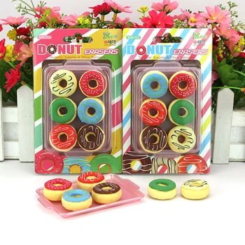 

6Pcs/set Novelty Colorful Donut Rubber Creative Eraser Kawaii Stationery Office School Student Supplies Gift For Children Kids