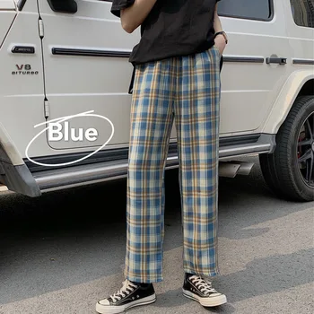 

Drop Sense Retro Plaid High Waist Straight Casual Pants Women's New Spring And Summer 2020 Loose Thin Wide Leg Pants Long Pants