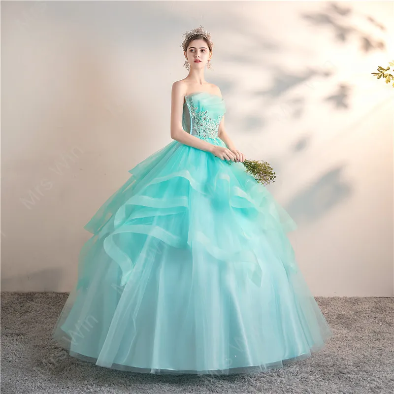 Ice Blue Quinceanera Dresses Party Prom Elegant Strapless Ball Gown 6 Colors Formal Homecoming Dress Customized party dress quinceanera dresses
