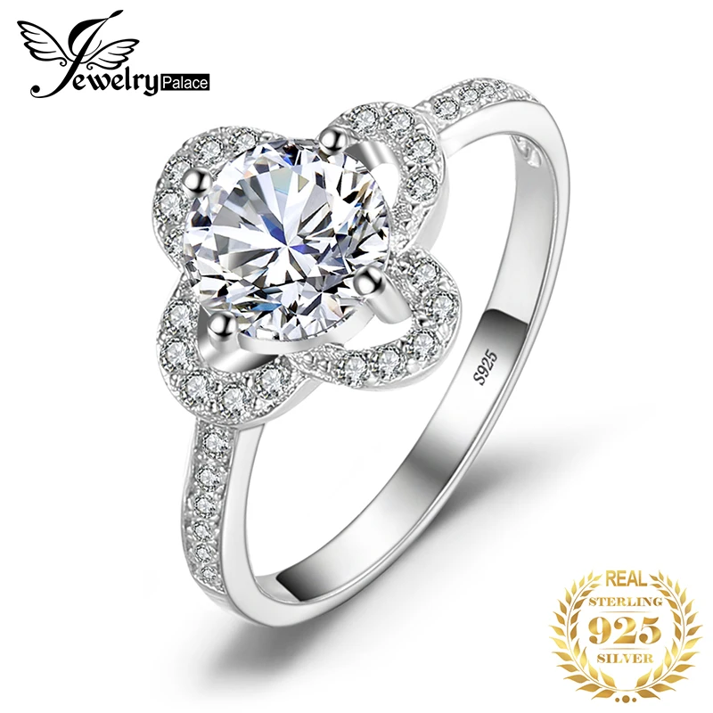 Jewelrypalace цветок 1.5ct кубического циркония заявление кольцо стерлингового серебра 925 для модных женщин