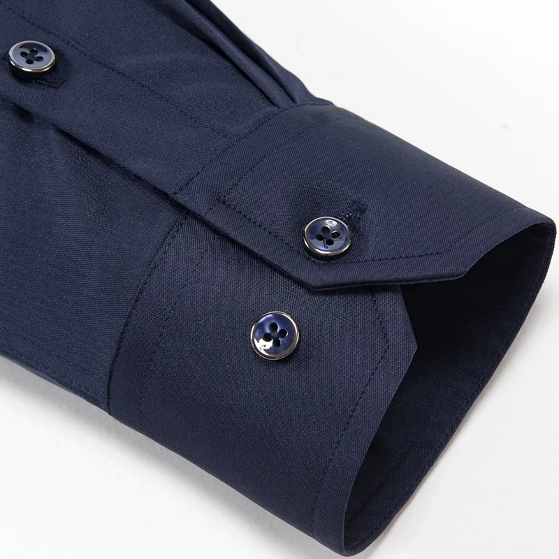 Mens Solid Color Dress Shirts For Men Long Sleeve Casual Business Slim Regular-Fit White Blue Shirt Man Brand Clothing