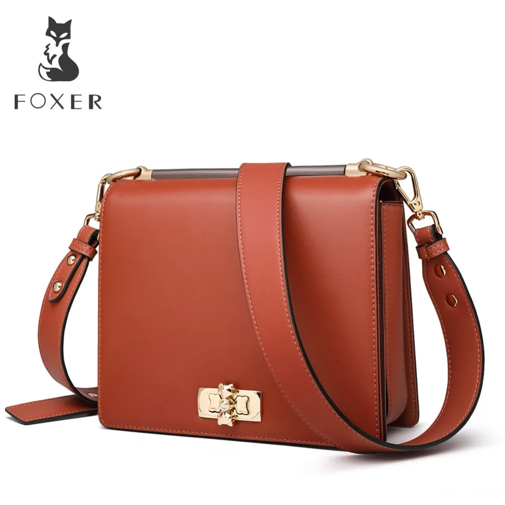 

FOXER Lady Small Flap Bag Large Capacity Luxury Shoulder Bags Women Split Leather Soft Crossbady Bag Female Korean style Bags