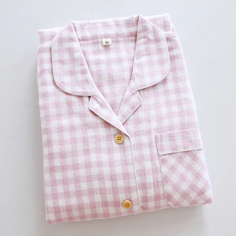 Spring New 2Pcs Pajamas Set Men and Women Couple Sleepwear Turn-down Neck Homewear Plaid Simple Style Comfort Loose Casual Wear Spring New 2Pcs Pajamas Set Men and Women Couple Sleepwear Turn-down Neck Homewear Plaid Simple Style Comfort Loose Casual Wear