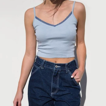 

Women V-neck Cami Top With Lace Trim