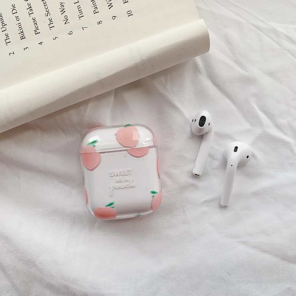 Фруктовый Прозрачный чехол для Airpods прекрасный сладкий персик мизинец вишня идеальный дизайн для Apple Airpods2 bluetooth чехол для наушников