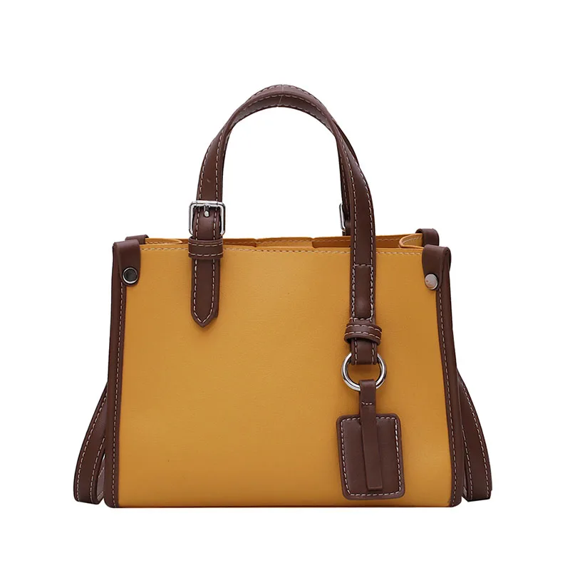 

Woman Work Bag Contrast Fashion Female PU Leather Shoulder Bag Waterproof Lady Commuter Handbag Bag High Quality Bag Texture