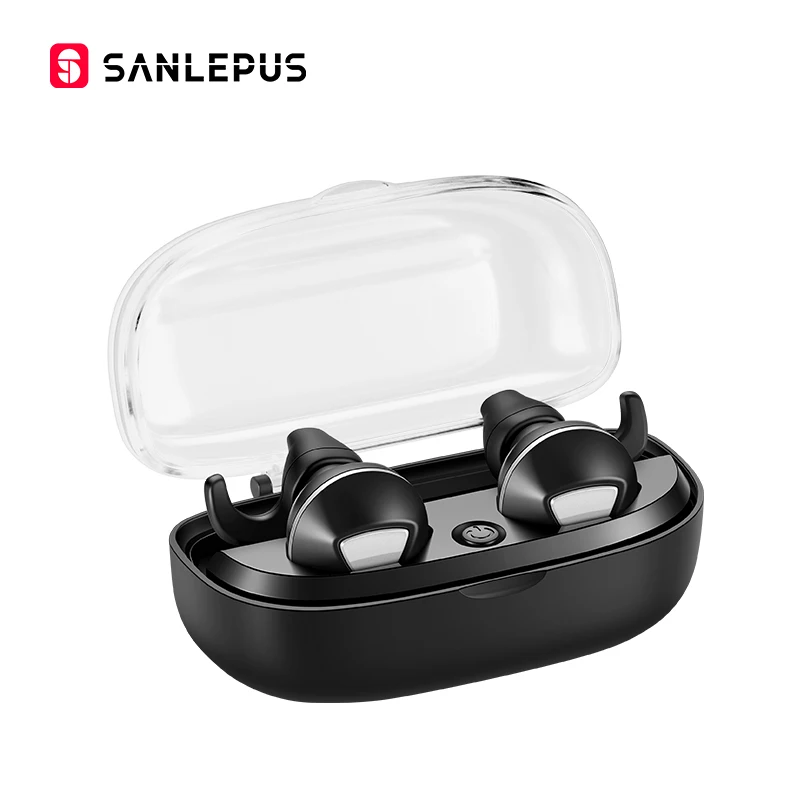 SANLEPUS Bluetooth наушники беспроводные наушники двойные мини наушники TWS 5,0 гарнитура с микрофоном для телефонов xiaomi samsung - Цвет: Черный