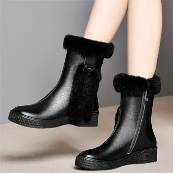 melhor Punk Goth Formadores Mulheres De Couro Genuíno Botas De Equitação Inverno Alta Superior Dedo Do Pé Redondo Plataforma Oxfords Sapatos Pele De Coelho Sapatos Casuais