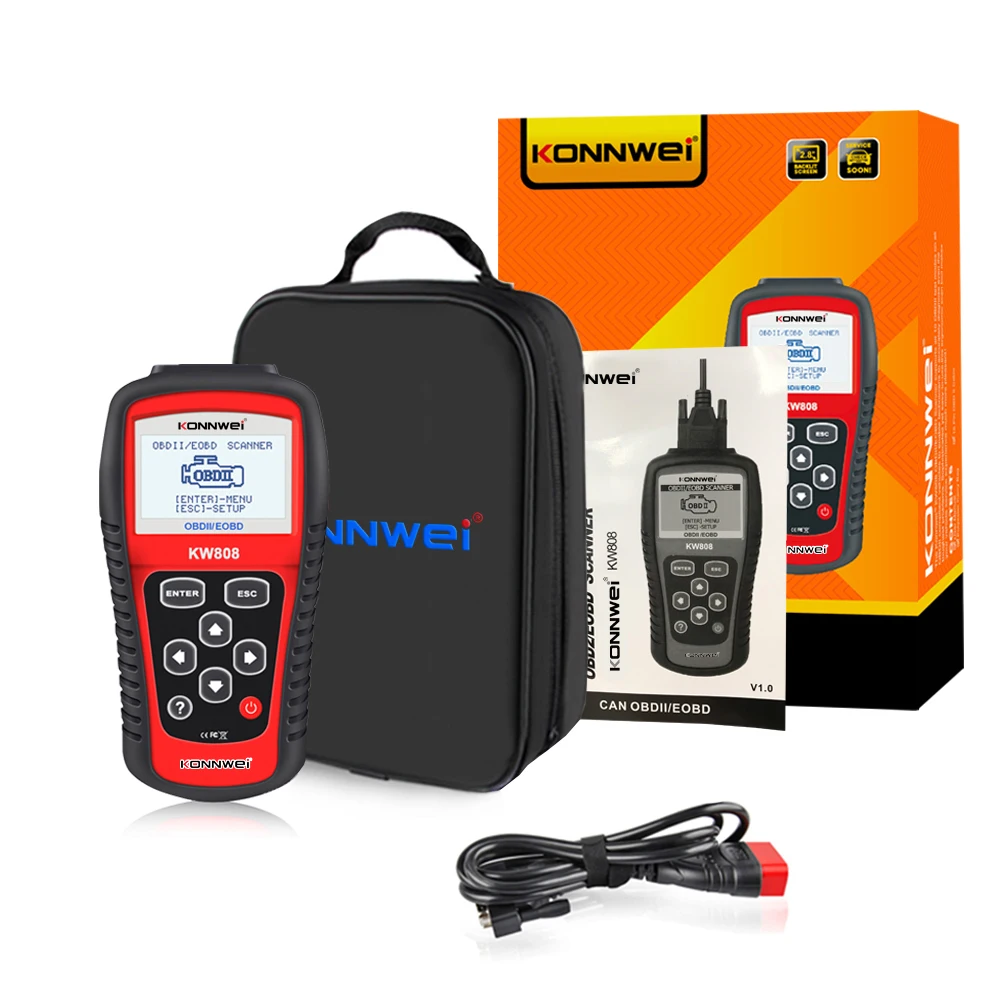 Новинка KONNWEI KW808 авто OBDII EOBD сканер диагностический инструмент считыватель кодов