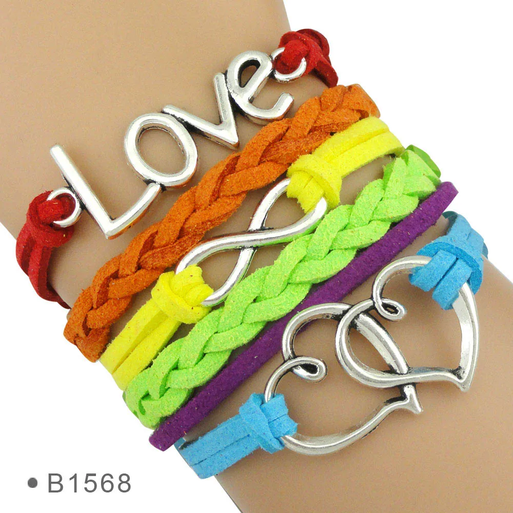 Браслет Rainbow Follow Your Heart Infinity Love мужской браслет для женщин и мужчин подарок