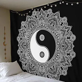 

Bohemia black and white cloth tapestry,multi-function tapestry,Mandala table cloth, wall cloth, wearable blanket