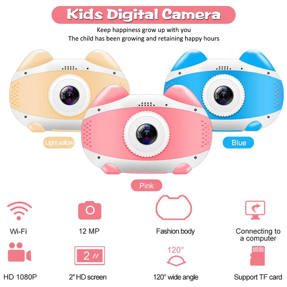 Умная мини камера для детей портативная цифровая 12 МП с Wi Fi 1080P HD мультяшная