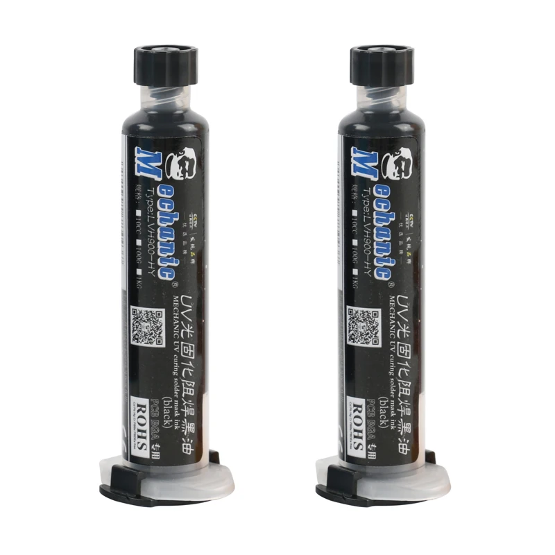 2pcs/lot Black UV Light Curable Resistant Welding Flux Oil 10CC Soldering Mask Paste Oil+neddle For PCB Circuit Board Protect |