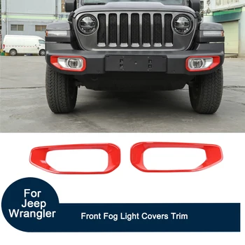 

Car Front Fog Lights Trim for Jeep Wrangler JL 2018 Exterior Decorative Stickers ABS Plastic Carbon Fiber/Red/Sliver Lamp Cover