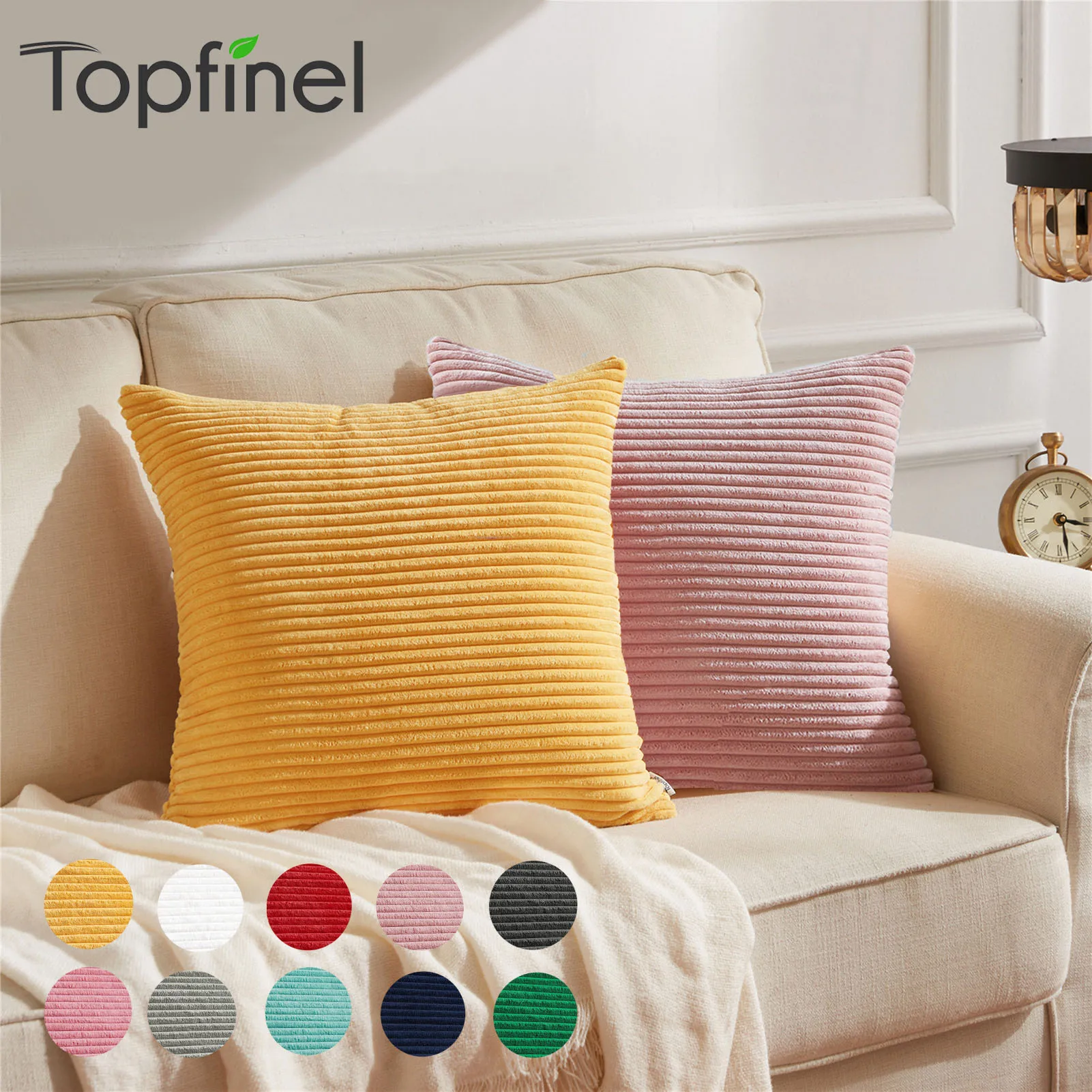 

Cushion Cover Soft Solid Color Nordic Home Decorative Corduroy Yellow Pillowcase Minimalism Sofa Throw Pillows For Living Room