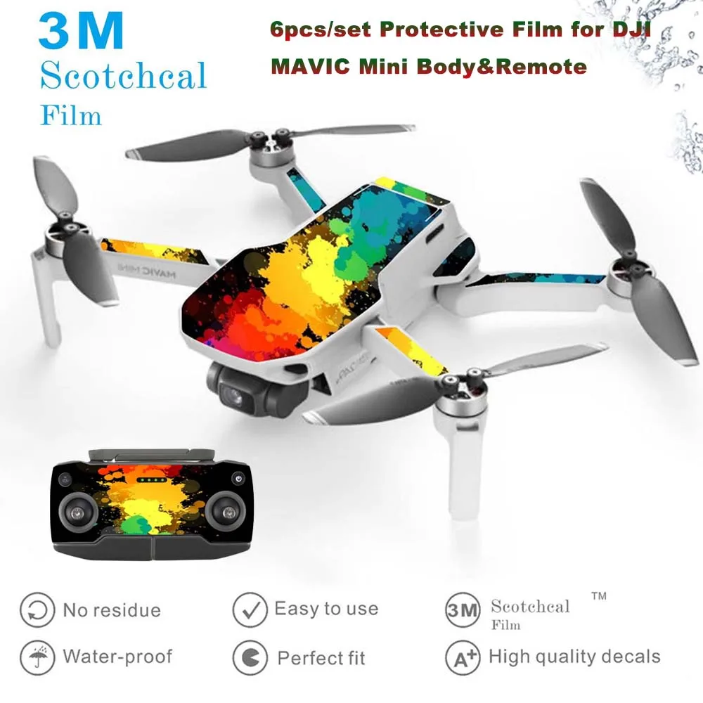 JINSERTA 6 шт. Набор защитная пленка ПВХ наклейки для Mavic мини водонепроницаемые царапинам Наклейки полное покрытие кожи Аксессуары