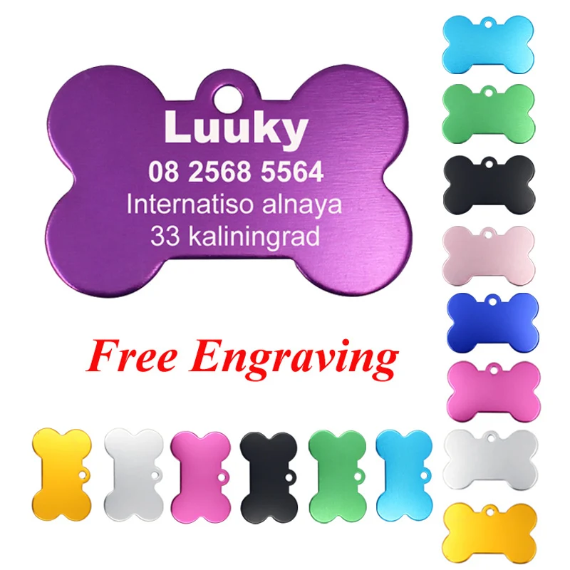

2Pcs/lot Personalized Dog ID Tags Customized Pet Tag for Cat Puppy Dog Engraved Tag Identification with Name Telephone