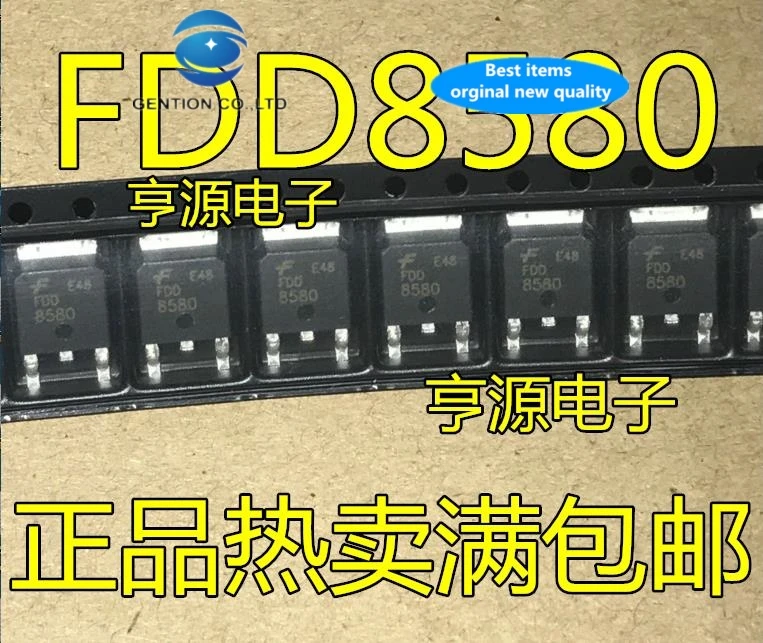 

Трубка с полевым транзистором FDD8580 TO252, 100%, 30 шт., новая и оригинальная, с одним каналом N, 8580
