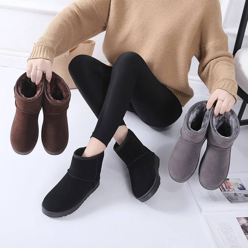 

Snow Boots Woman 2019 Winter Women Ankle Boot Korean Fashion Plus Size Non-slip Flat Booties Keep Warm Ladies Shoes Botas mujer