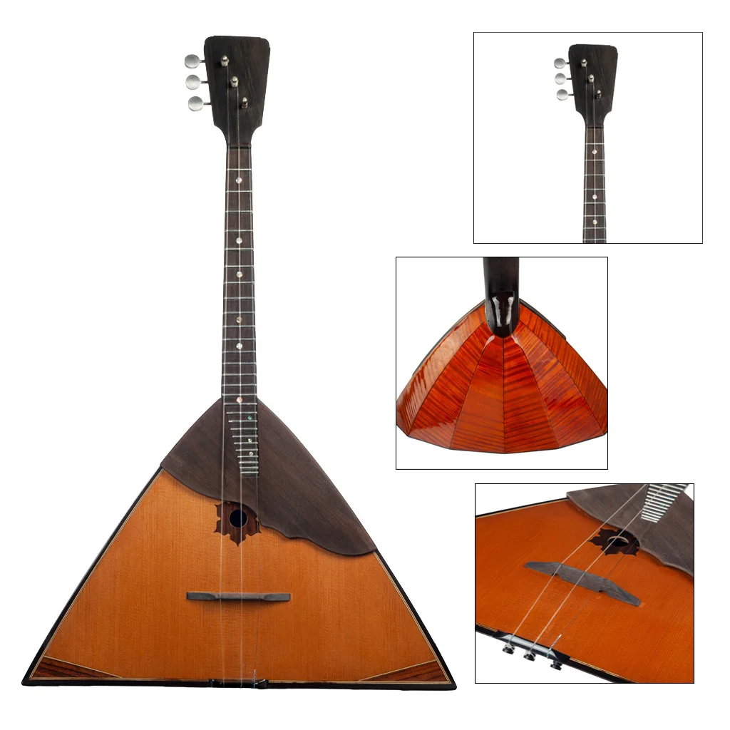 Vintage Russian Guitar Handmade Balalaika Traditional Musical Instrument,Made of Spruce and Ebony