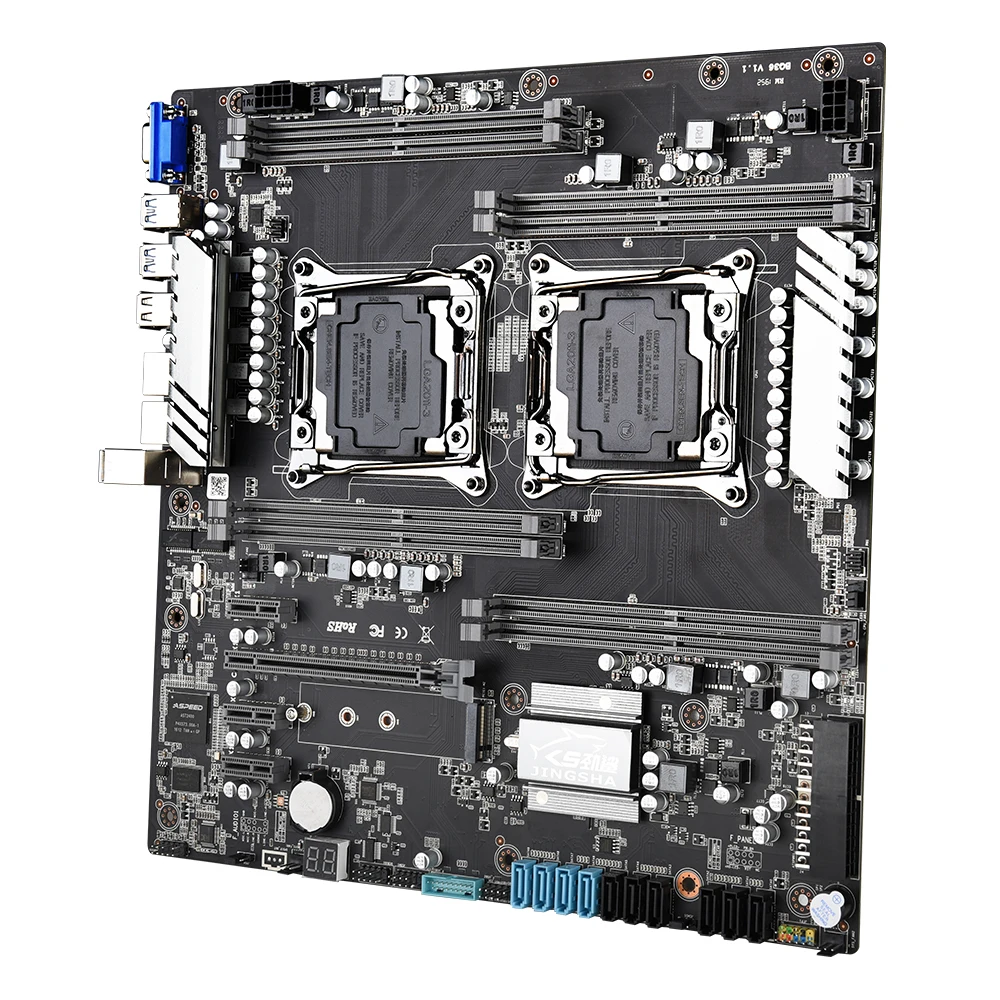 JINGSHA X99 двойной комплект материнской платы с 2шт E5 2678V3 и 8*32 Гб ddr4 ecc reg 2400 МГц RAM