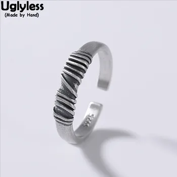 

Uglyless Simple Minimalist Jewelry Multi Stripes Thai Silver Rings for Women Cool Neutral Designer 925 Silver Open Rings Fashion